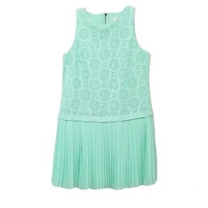 Loft Mint Green Eyelet Pleated Bottom Dress